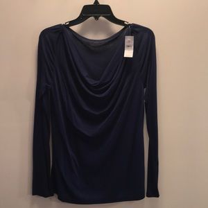 Ann Taylor Loft long sleeve drape neck top